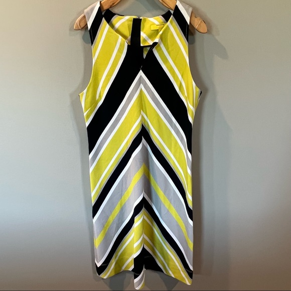 Banana Republic Milly Collection Lime Navy Chevron Stripe Sleeveless Dress SZ 6 - Picture 2 of 8